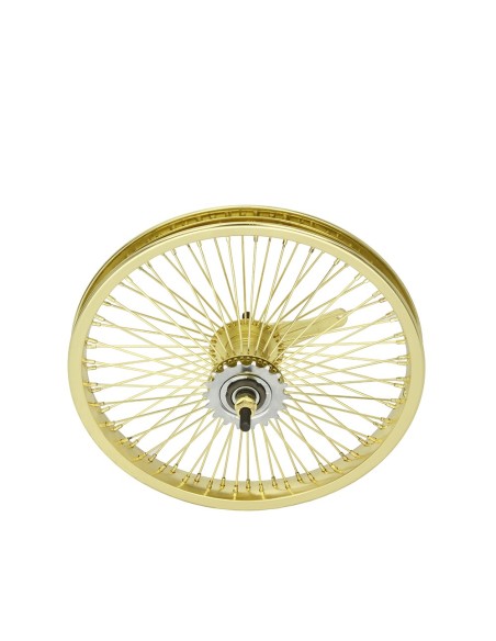 16 Steel Coaster Wheel 72 Spoke 14gGold 3/8 Axle Single Wall Gold.